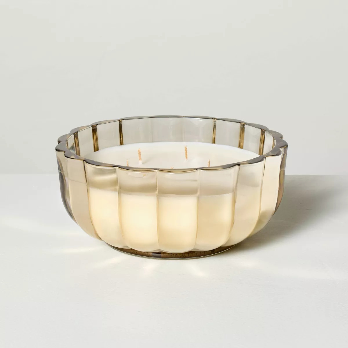 Scalloped Glass Mulled Spice Christmas Jar Candle Tan - Hearth & Hand™ with Magnolia | Target