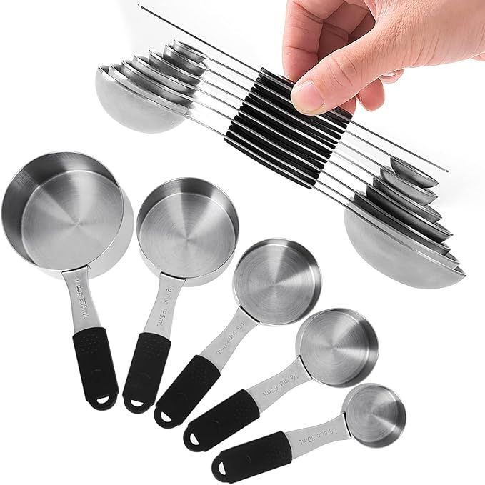 EDELIN Measuring Cups and Magnetic Measuring Spoons Set, Stainless Steel 5 Cups and 7 Spoons and ... | Amazon (US)