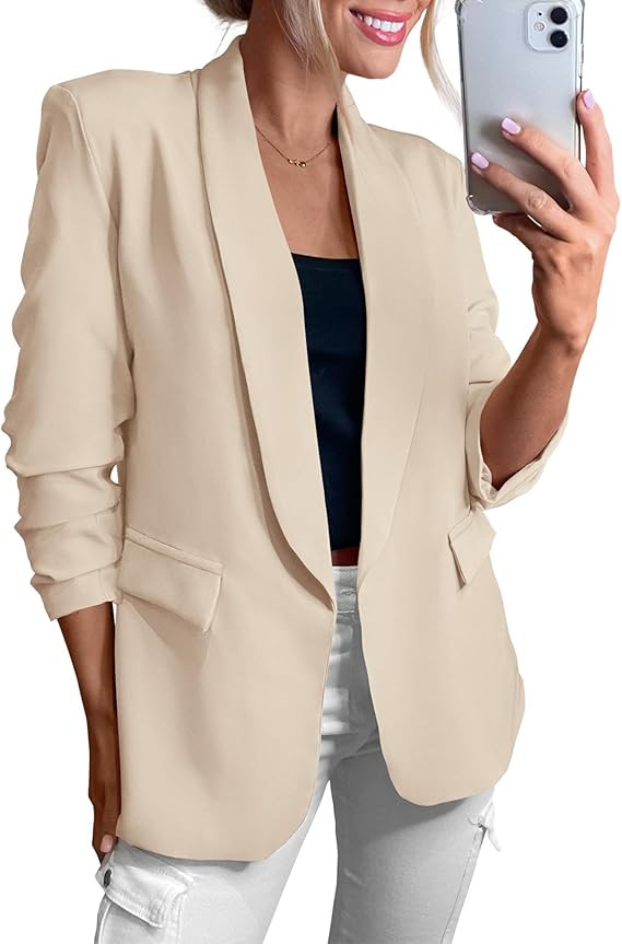 KIRUNDO Womens Blazer 2025 Spring Fall Bussiness Casual Long Sleeve Open Front Work Office Dressy... | Amazon (US)