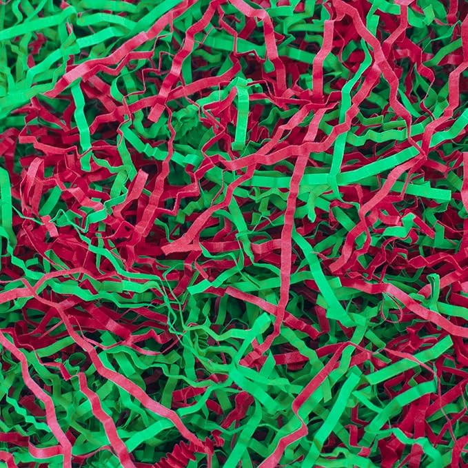TORONTOKYO 2 LB Christmas Crinkle Cut Paper Shred Filler Gift Wrapping & Basket Filler Red Green ... | Amazon (US)