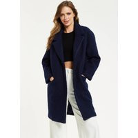 Womens Classic Navy Bouclé Coat with Notched Lapels - 10 | NastyGal UK