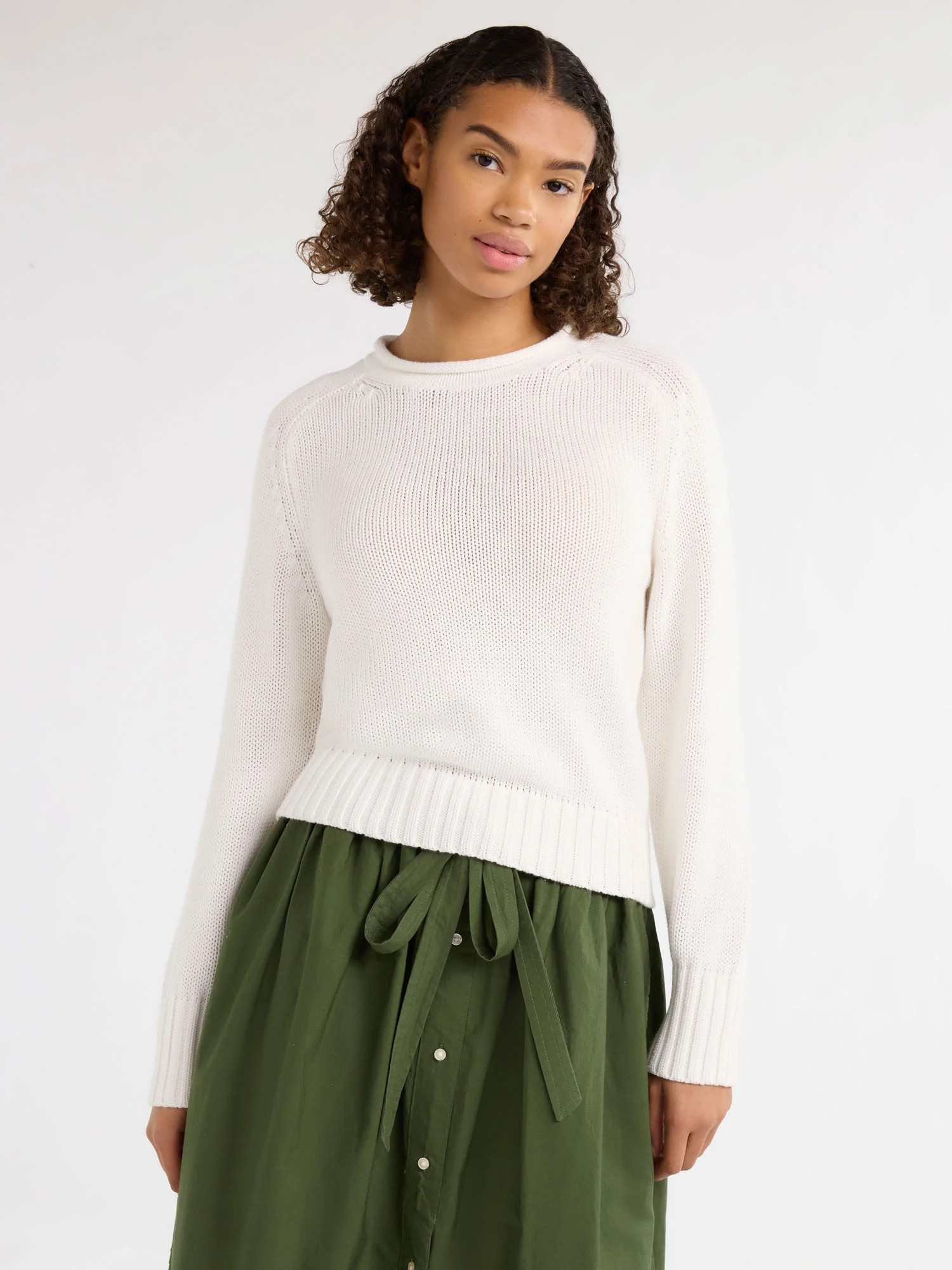 Free Assembly Women’s Cotton Saddle Shoulder Sweater with Long Sleeves, Sizes XS-3XL | Walmart (US)