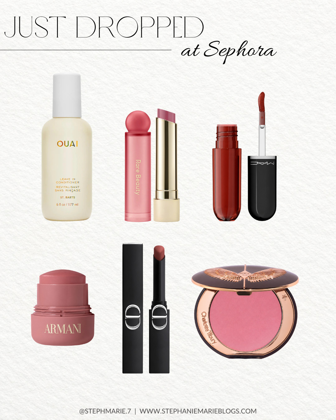 New beauty just dropped at Sephora! Sharing a few of the latest launches from Rare Beauty, Armani, Dior, Charlotte Tilbury, OUAI, and more. So many pretty shades for fall! 

 #LTKSeasonal #LTKOver40 #LTKBeauty