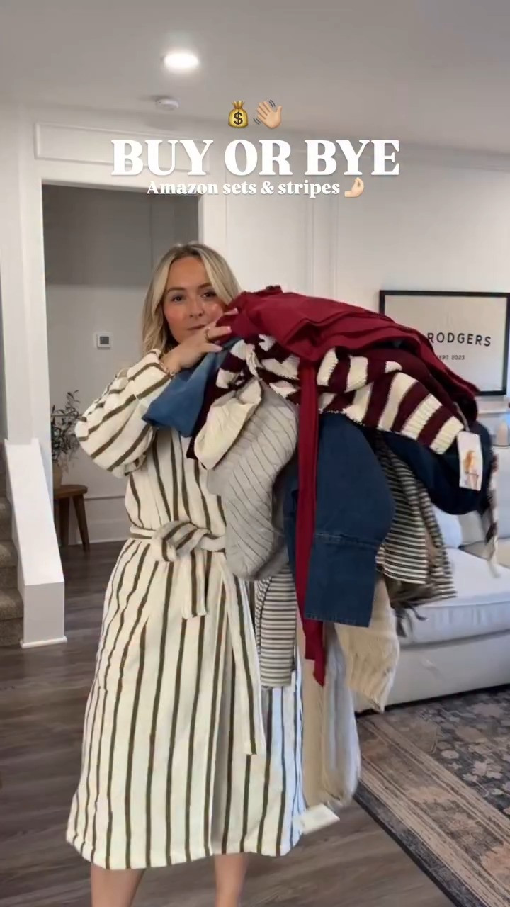 Amazon sets & stripes I'm loving! The perfect cozy pieces you can dress up or down!  

 #LTKootd #LTKFindsUnder100