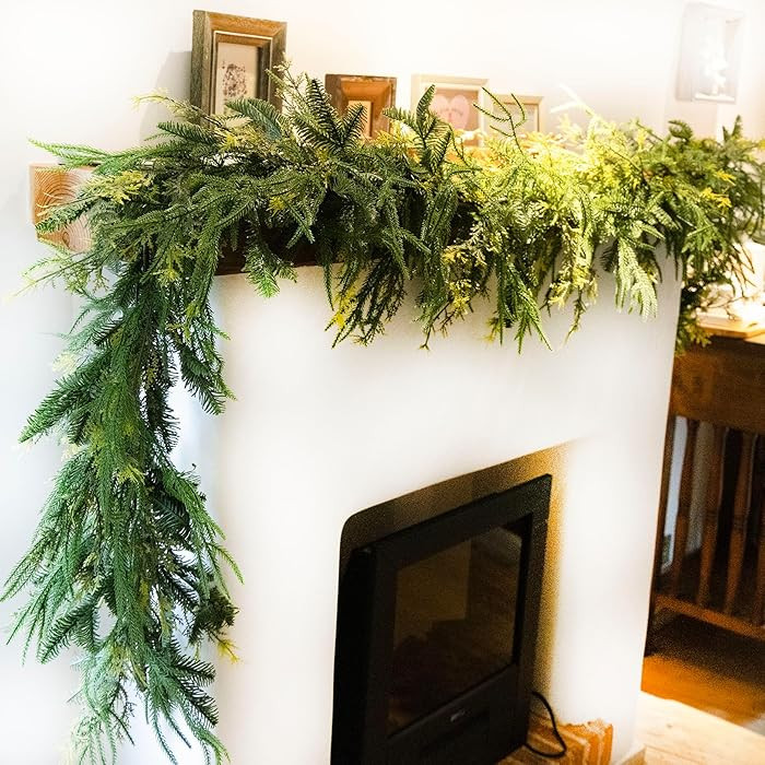 9ft Handmade Christmas Garland,Artificial Cypress Cedar Pine Needles Greenery Seasonal Garland fo... | Amazon (US)