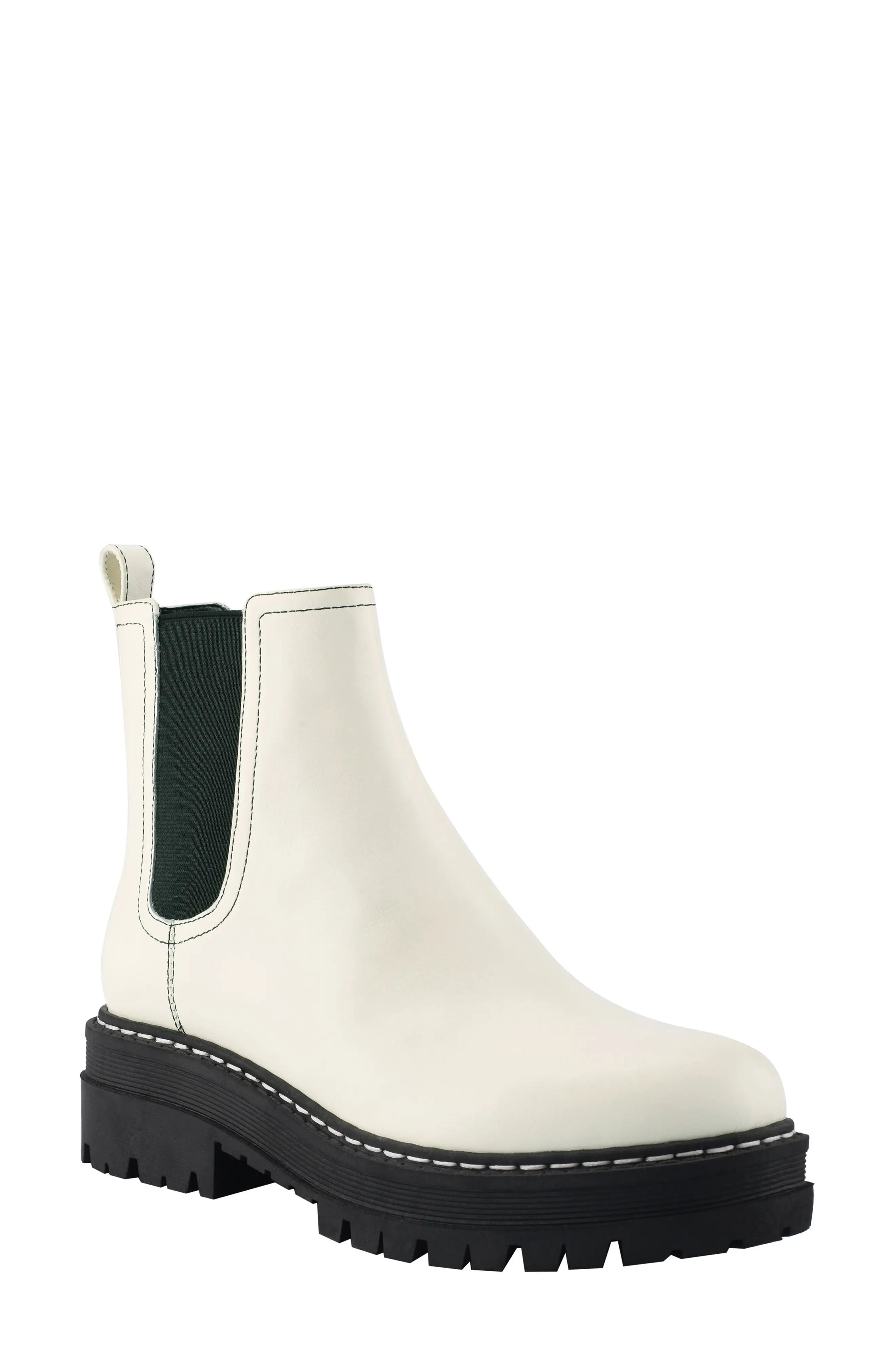 Marc Fisher LTD Padmia Chelsea Boot, Size 6.5 in Chic Cream/Black Leather at Nordstrom | Nordstrom