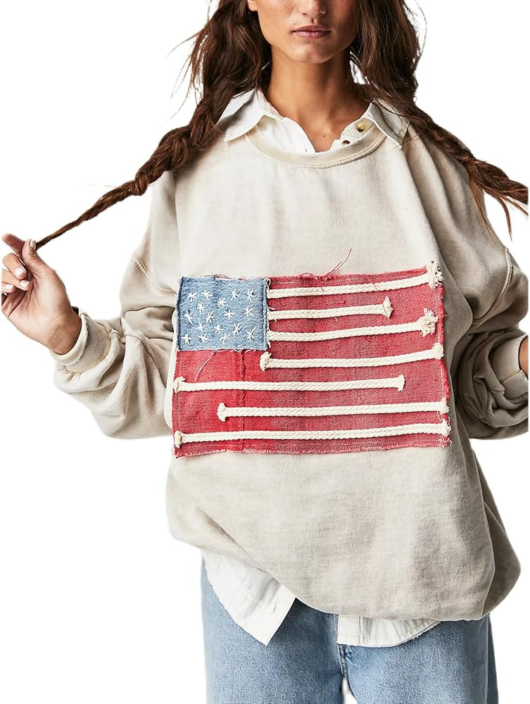 Oversized Graphic Sweatshirt Women Y2k Long Sleeve Drop Shoulder Pullover Sweater Jacket Vintage ... | Amazon (US)