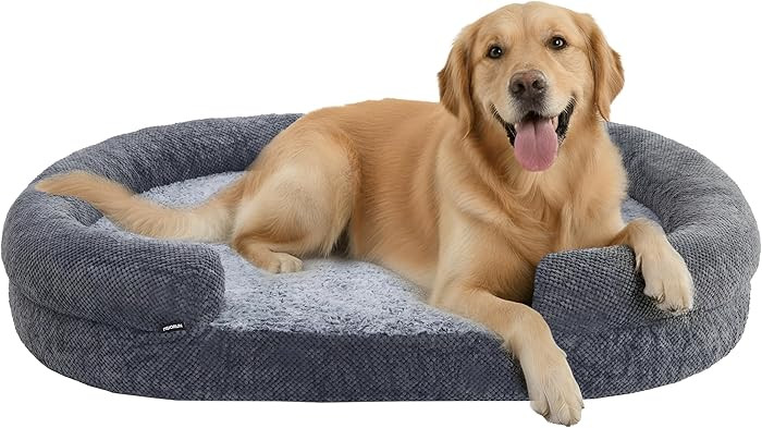 Orthopedic Dog Bed for Large Dogs, Egg Crate Memory Foam Fur Sofa with Comfortable Sides, Soft an... | Amazon (US)
