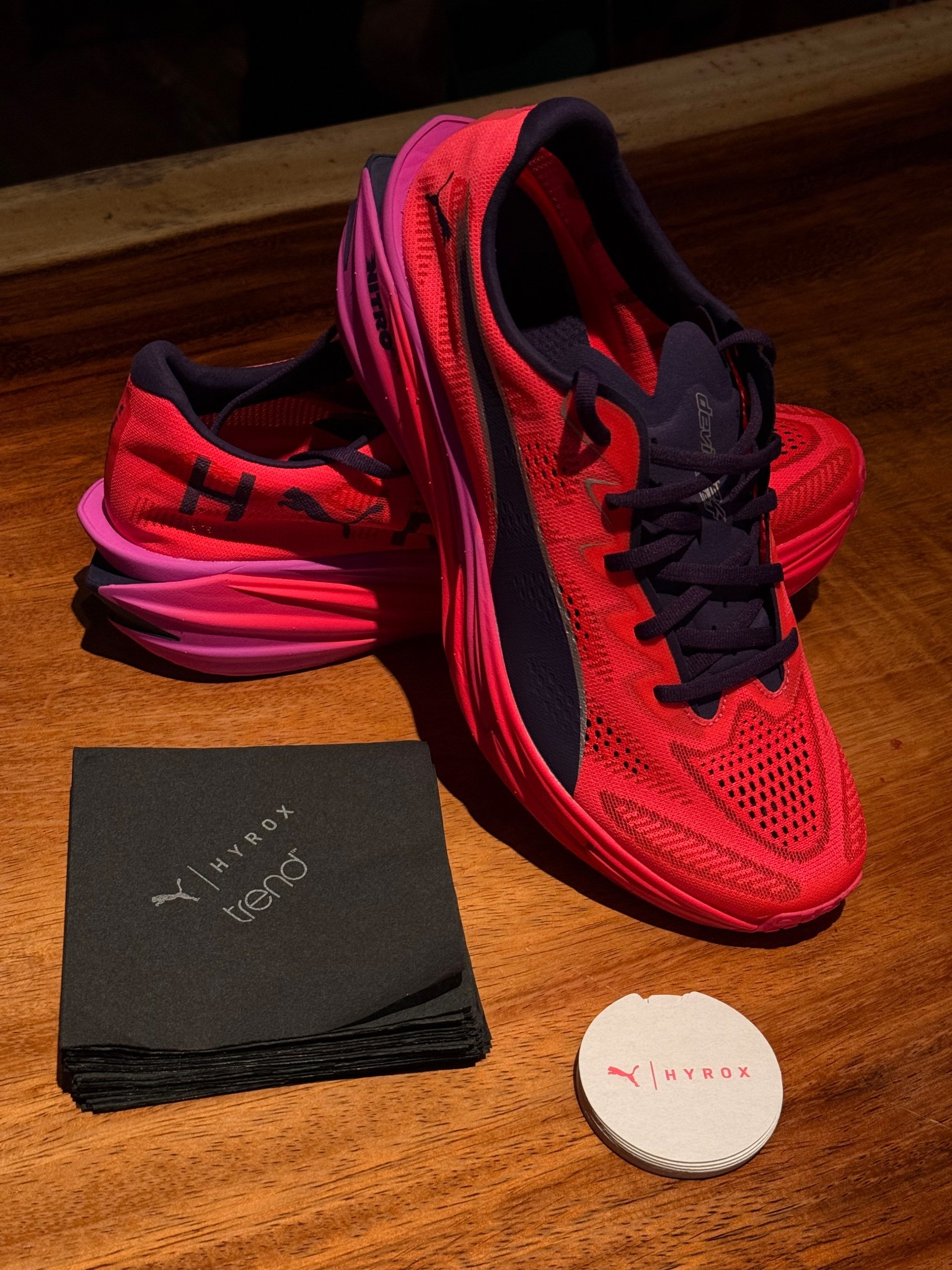 The new Hyrox x puma sneaker!!! These are a race day shoe with a carbon plate in them 

Pink sneakers
Hyrox sneakers 
Running shoes 


#LTKfitnessgoals #LTKActive #LTKdayinmylife