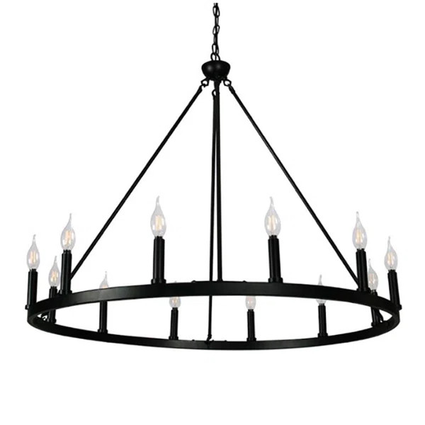 Adamsville 12-Light Candle Style Wagon Wheel Chandelier | Wayfair North America