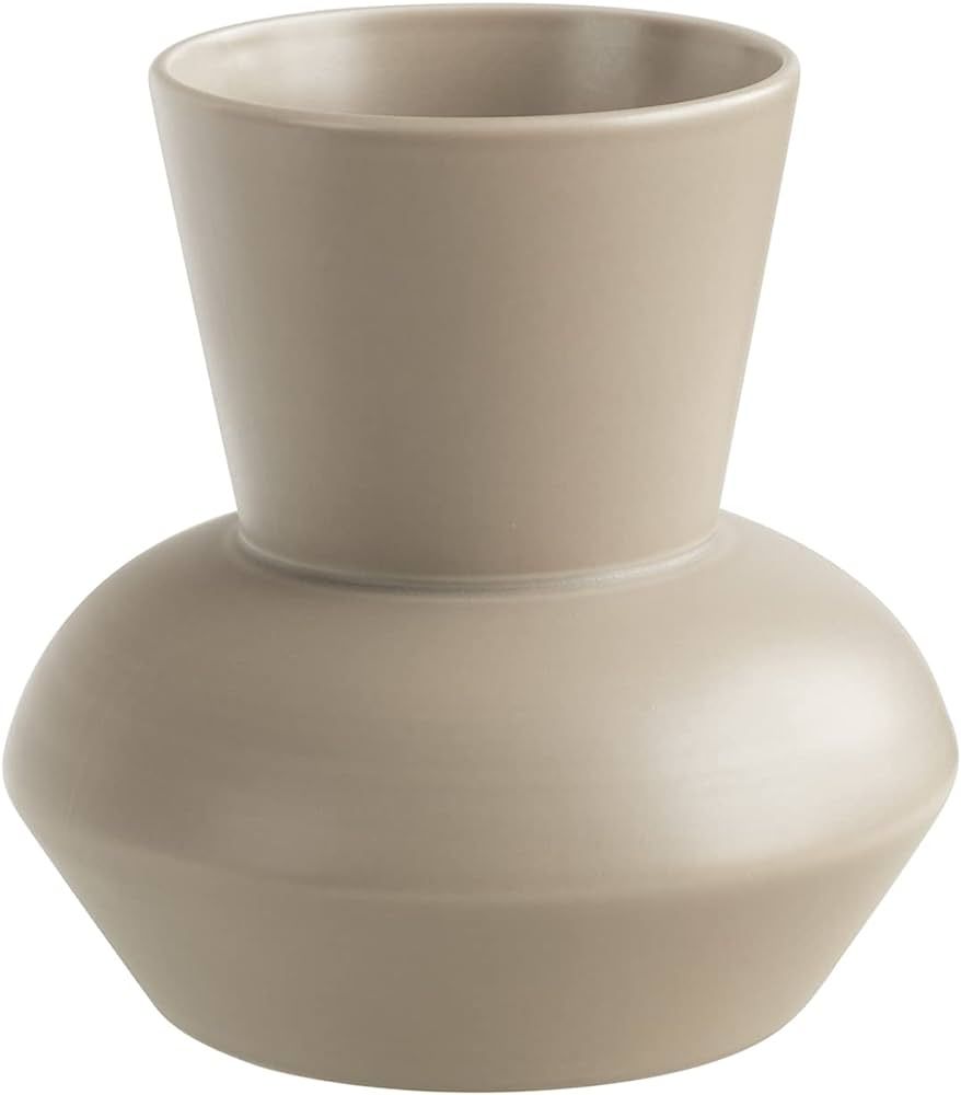 Wide Mouth Ceramic Flower Vase, Minimalist Decor for Living Room (Coconut Café) | Amazon (US)