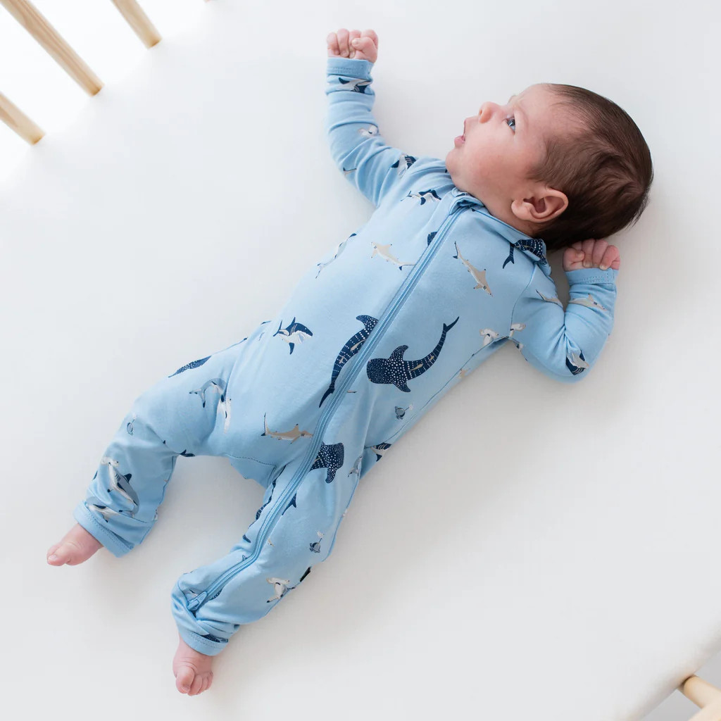 Zippered Romper in Stream Shark | Kyte BABY