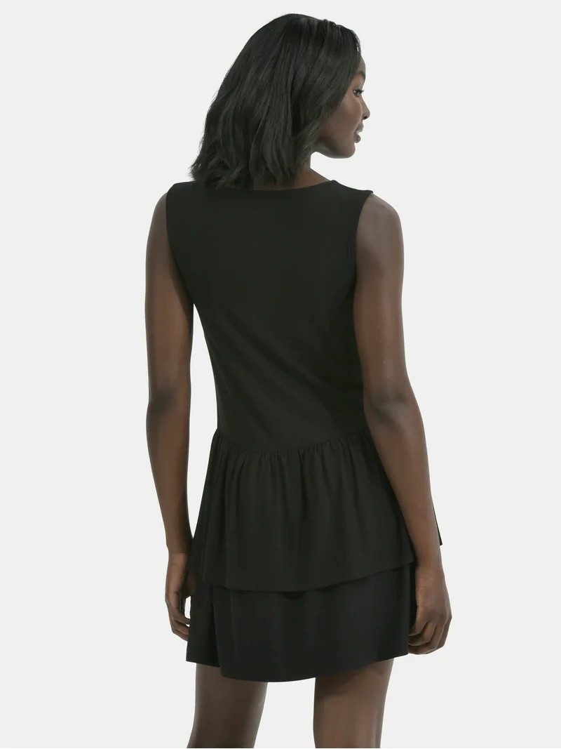 Time and Tru Women's Ruffle Knit Mini Dress, XS-XXXL | Walmart (US)