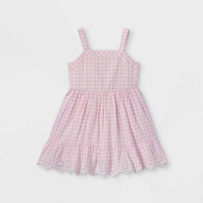 Toddler Girls&#39; Tiered Gingham Tank Top Dress - Cat &#38; Jack&#8482; Light Purple 5T | Target
