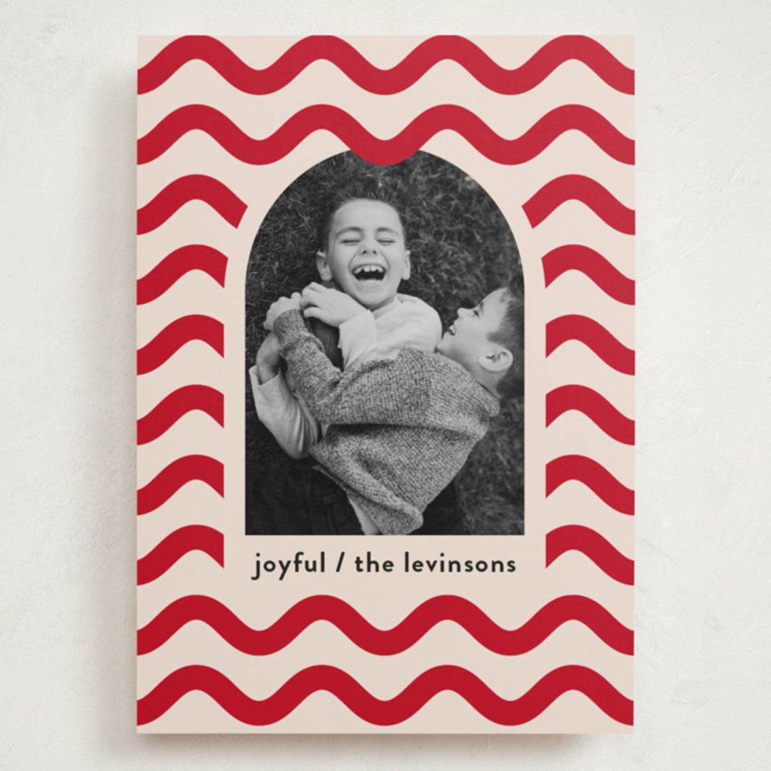 "Joyful Waves" - Customizable Grand Holiday Cards in Red by Iveta Angelova. | Minted