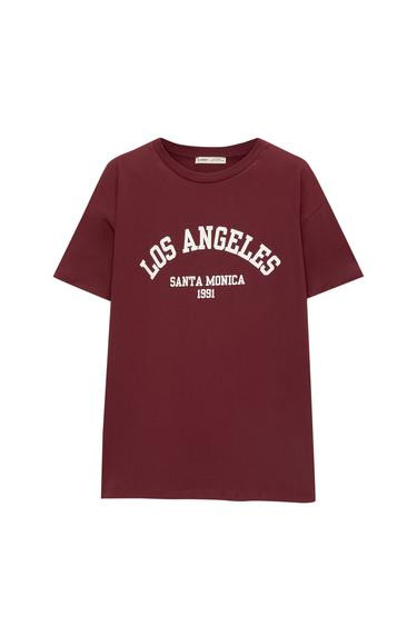 Varsity graphic print T-shirt | PULL and BEAR UK