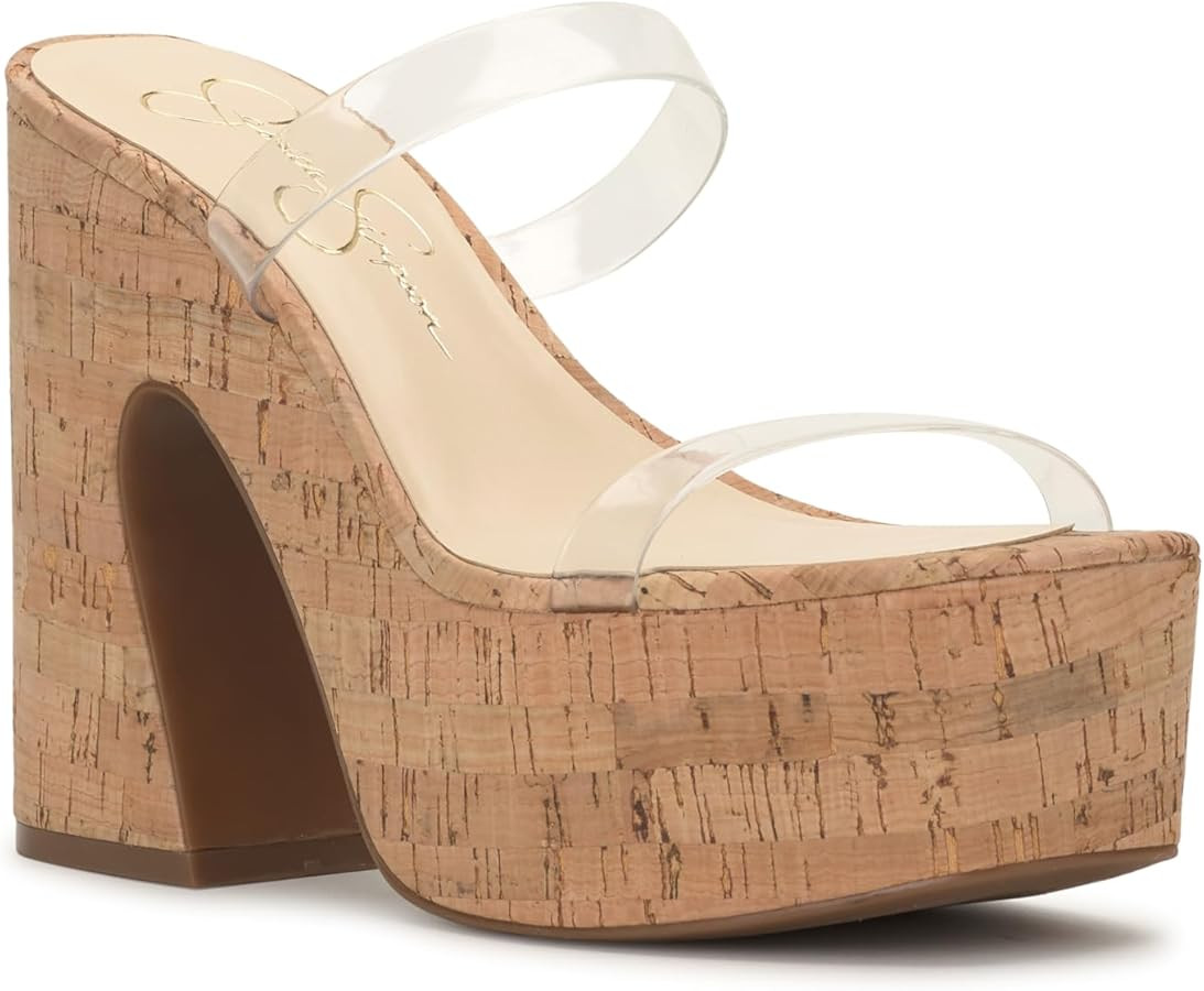 Jessica Simpson Womens Samhita Embellished Shimmer Platform Sandals | Amazon (US)