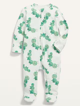 Unisex Caterpillar Print Sleep & Play 2-Way Zip Footed One-Piece for Baby | Old Navy (US)