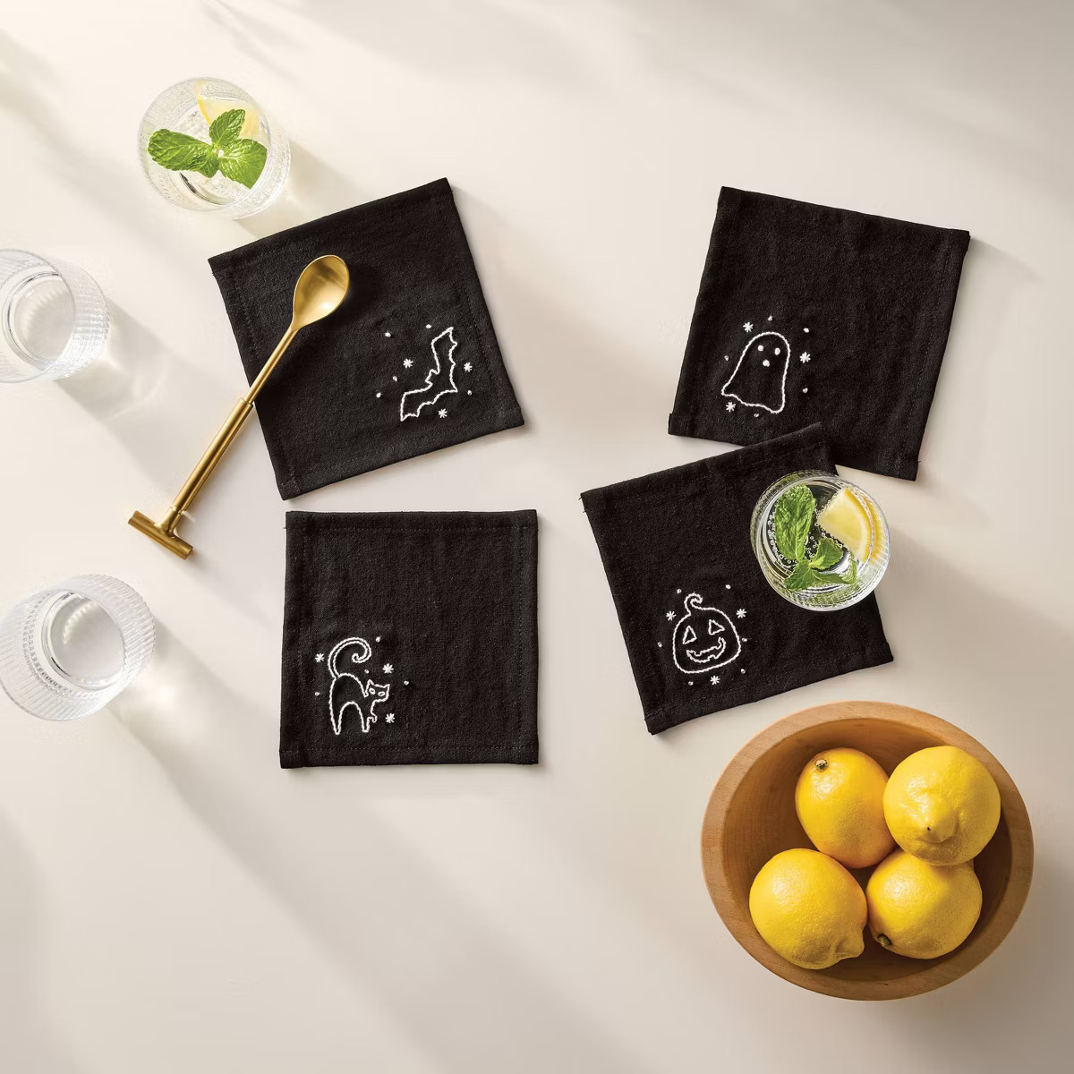 4ct Halloween Craft Beaded Embroidery Napkins Kit - Mondo Llama™ | Target