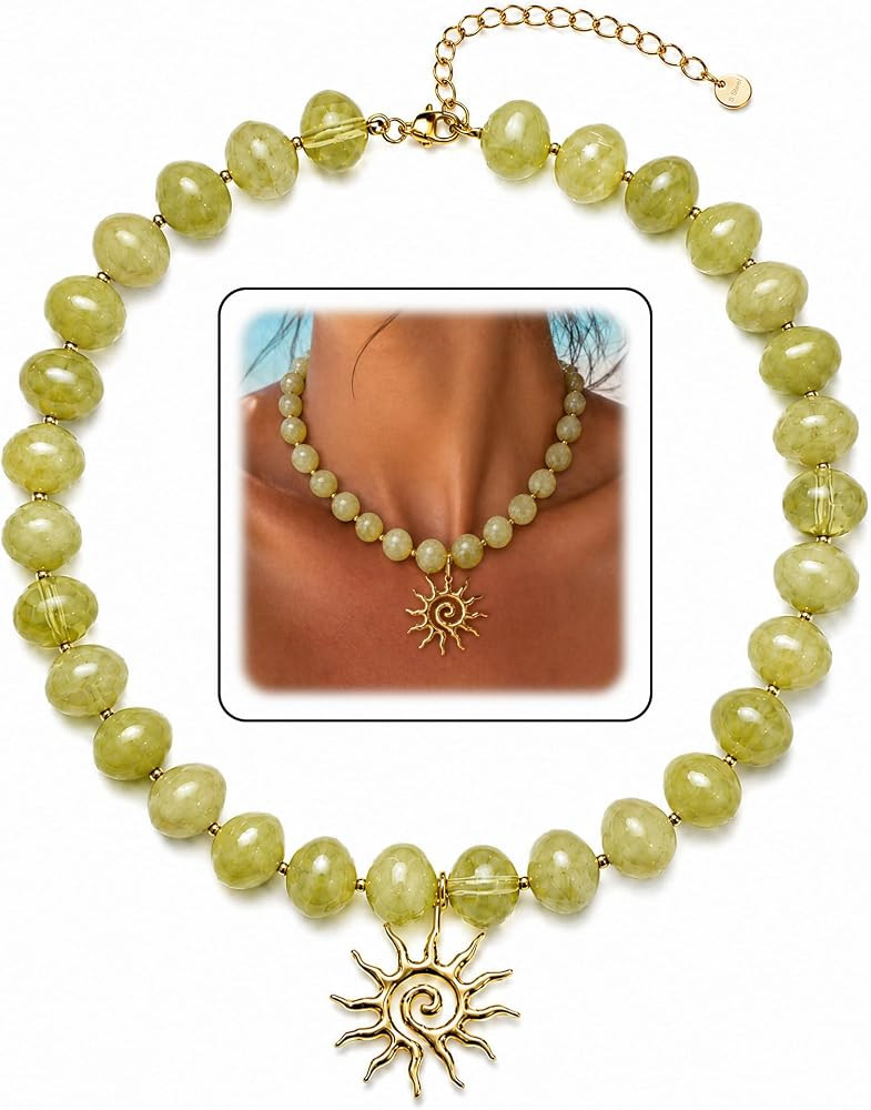 Colorful Chunky Beaded Necklace for Women,Resin Beaded Necklace Boho Statement Choker Necklaces S... | Amazon (US)
