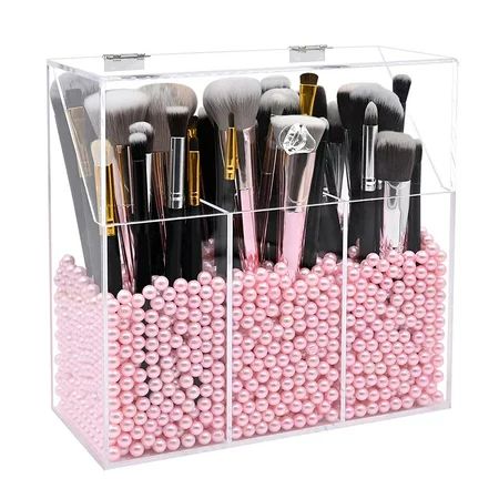 Makeup Brush Holder Organizer Acrylic Cosmetics Brushes Storage Solution with 6mm 250g/0.55lb Pink P | Walmart (US)