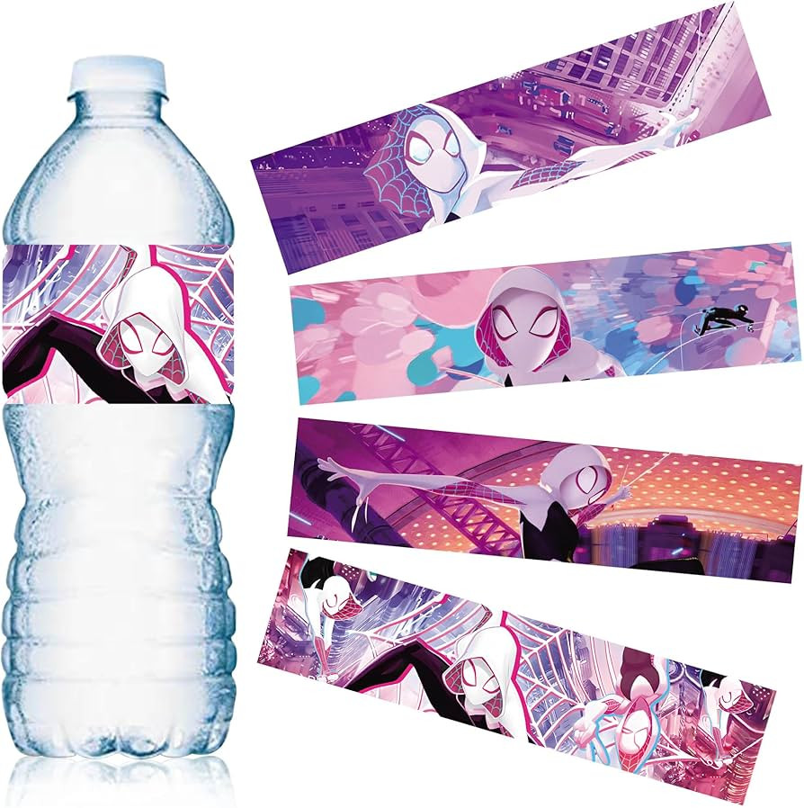 48pcs Spider Girl Birthday Party Decorations for Water Bottle, Spider Girl Party Supplies, Spider... | Amazon (US)