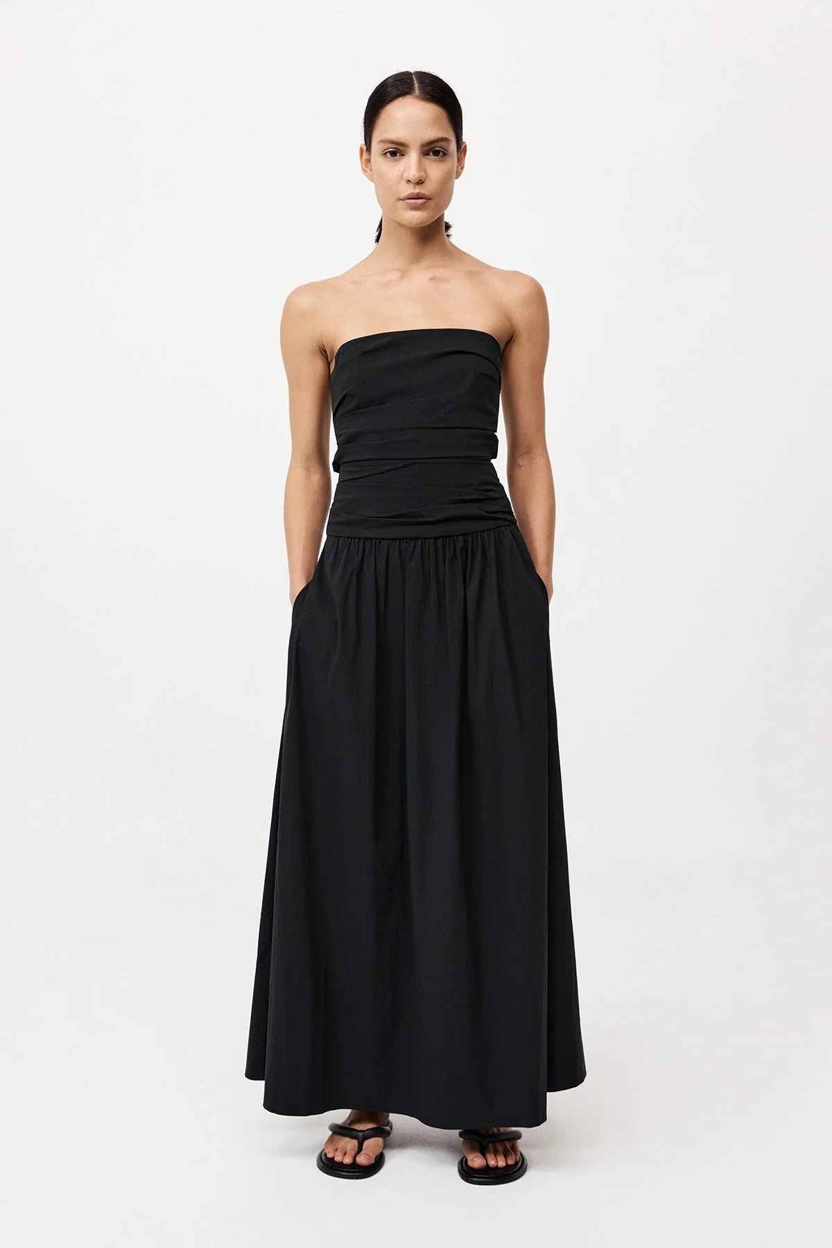 Gathered Strapless Tie Back Dress - Black | St. Agni (US, UK, EU)