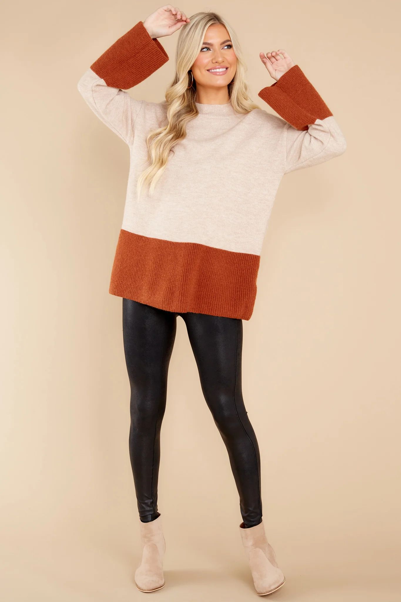 Live Your Truth Beige Sweater | Red Dress 