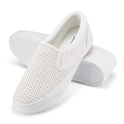 JENN ARDOR Women’s Fashion Sneakers Perforated Slip on Flats Comfortable Walking Casual Shoes | Amazon (US)