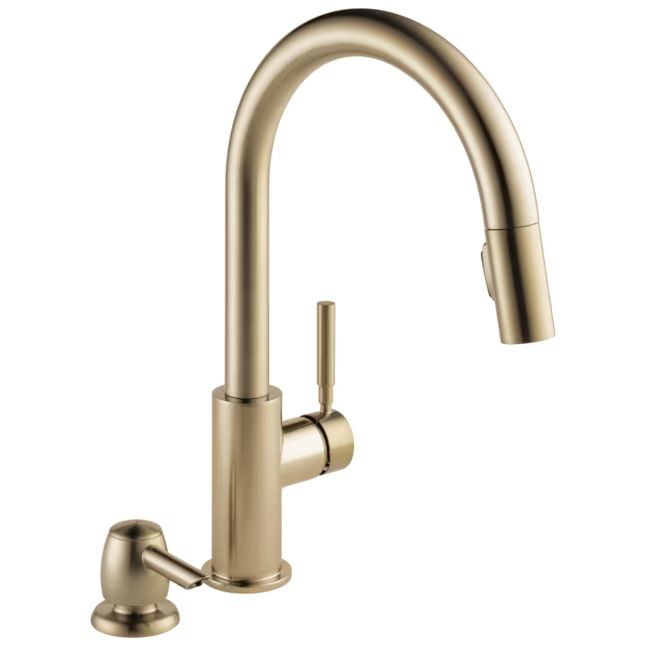 Delta Trask Champagne Bronze Double Handle Pull-down Kitchen Faucet with Sprayer (Deck Plate and ... | Lowe's