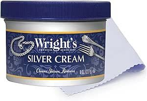 Wright's Silver Cleaner and Polish Cream - 8 Ounce with Polishing Cloth - Ammonia-Free - Gently C... | Amazon (US)