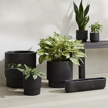 Fluted Ceramic Indoor/Outdoor Planters | West Elm (US)