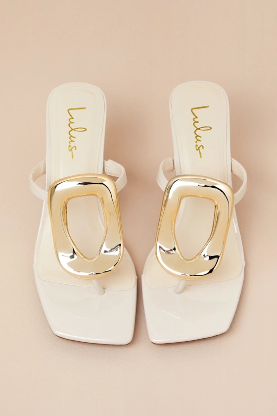 Xenia Bone Embellished Thong High Heel Sandals | Lulus