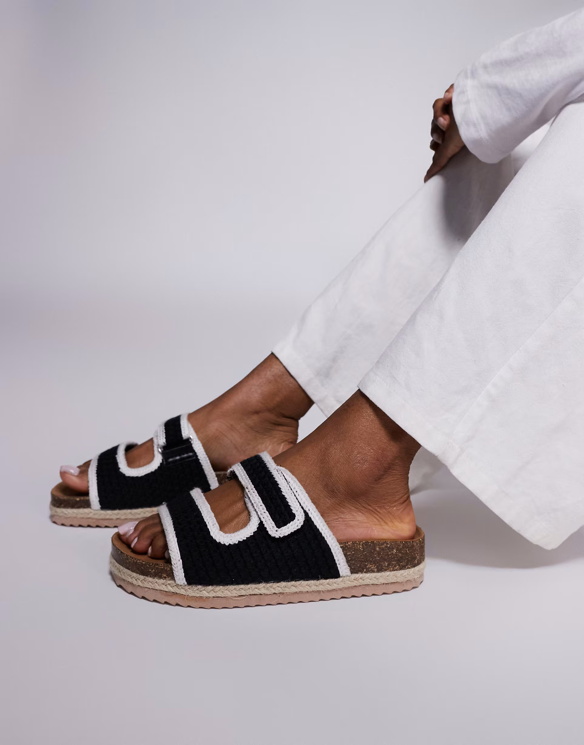 South Beach double strap espadrille sandals in black crochet | ASOS | ASOS (Global)
