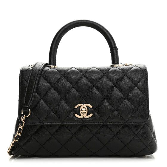 CHANEL Caviar Quilted Mini Coco Handle Flap Black | FASHIONPHILE (US)