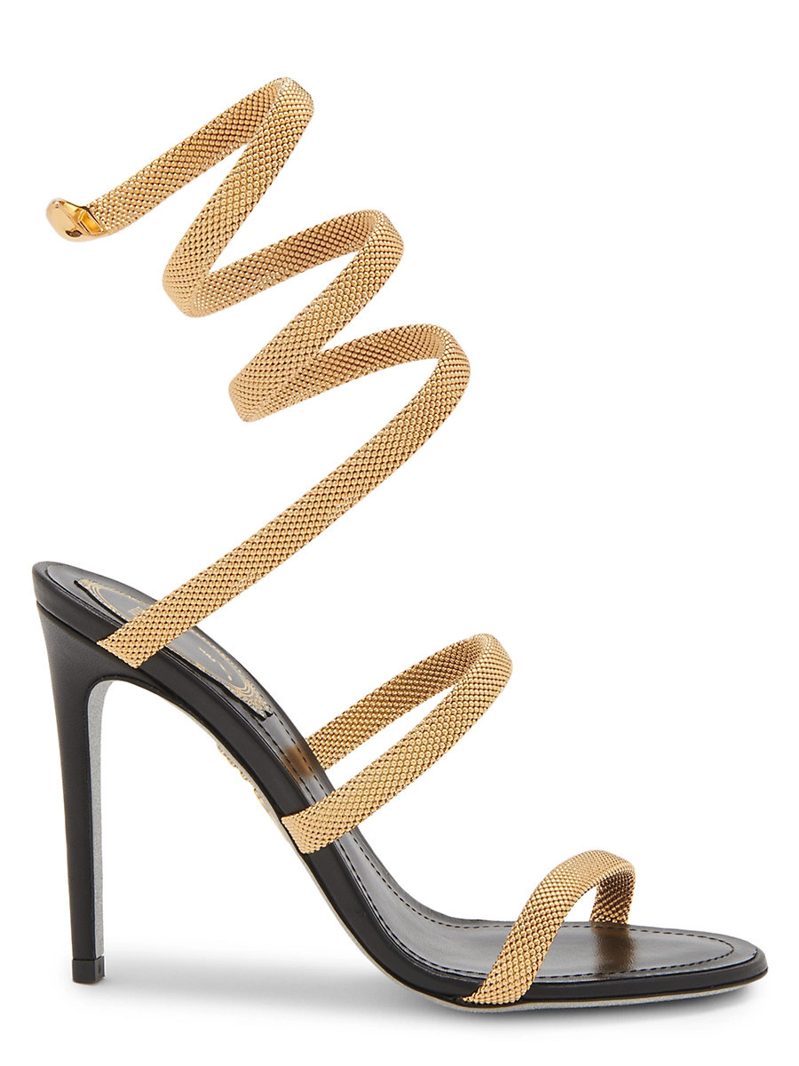 Women's 105MM Cleo High-Heel Sandals - Black Gold - Size 8.5 | Saks Fifth Avenue