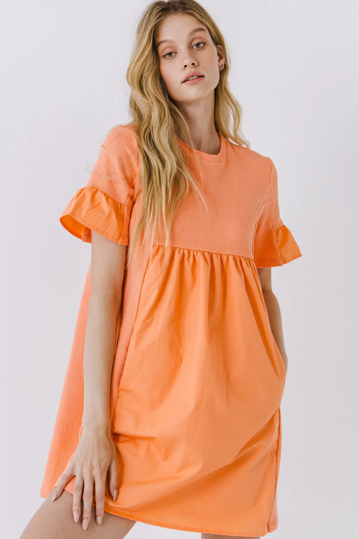 Mixed Media Short-Sleeve Mini Dress | OBJECTRARE