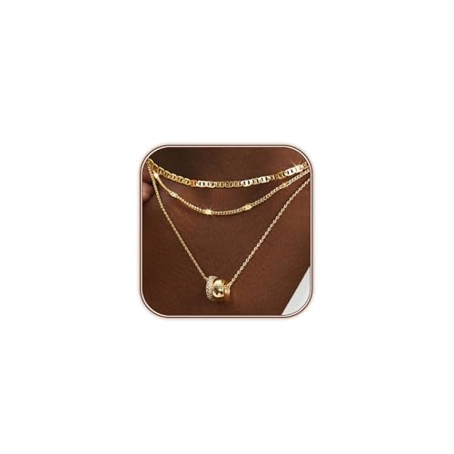 Amazon.com: OGD Layered Necklaces for Women 14K Gold Plated Trendy Mariner Chain Dainty Circle Ro... | Amazon (US)
