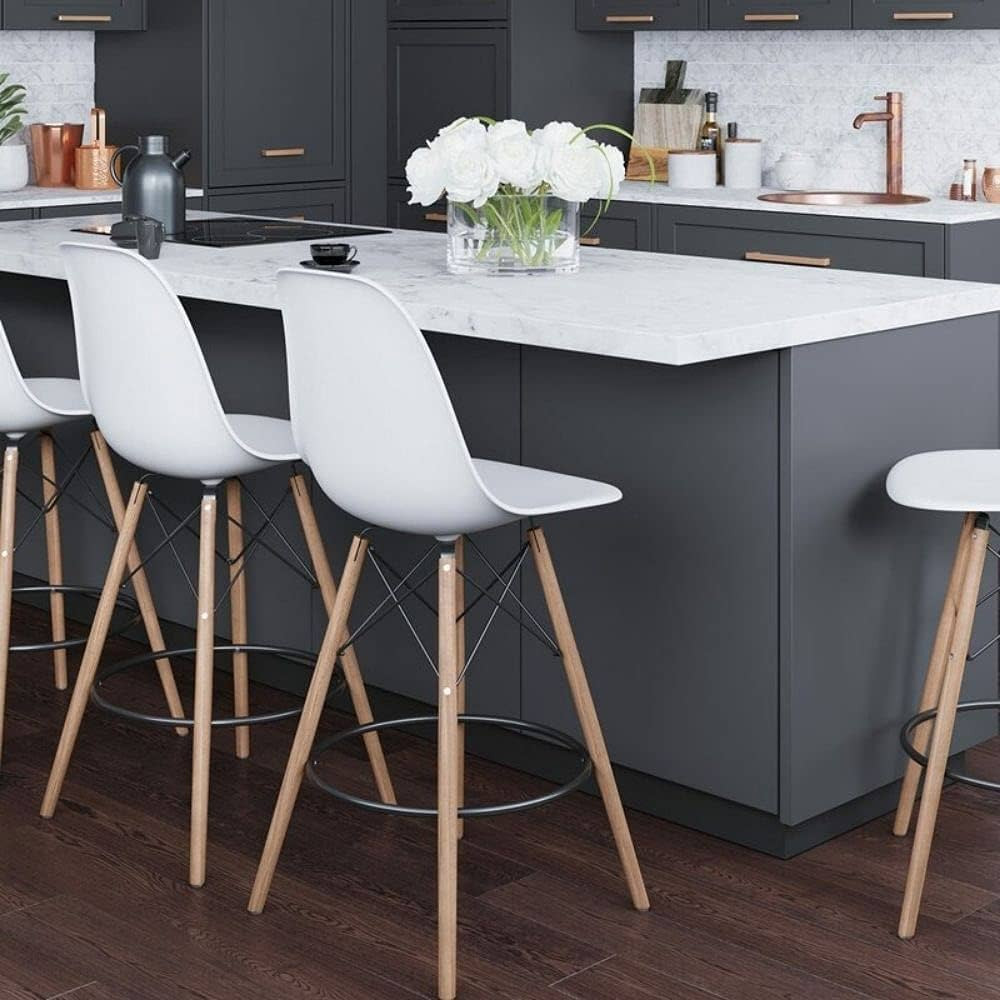 Heavenly Collection Eiffel Counter Stool Natural Base with White Top 26" H, Set 2 Bar Stool Pub C... | Amazon (CA)