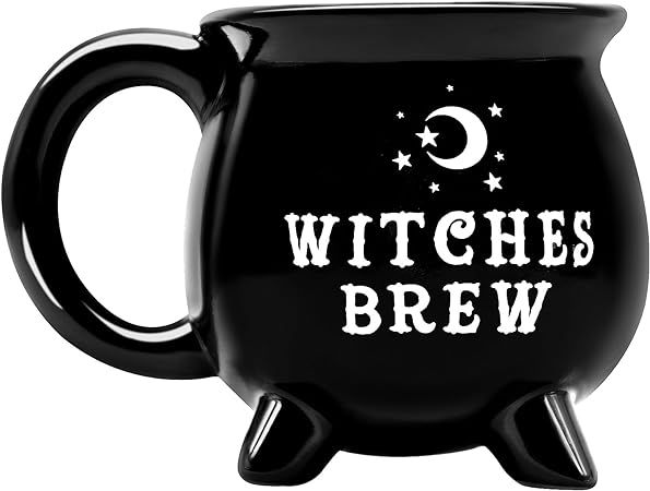 12 oz Halloween Cauldron Mug Decorations, Black Witches Brew Pattern Mug Ceramic Spooky Witch Cof... | Amazon (US)