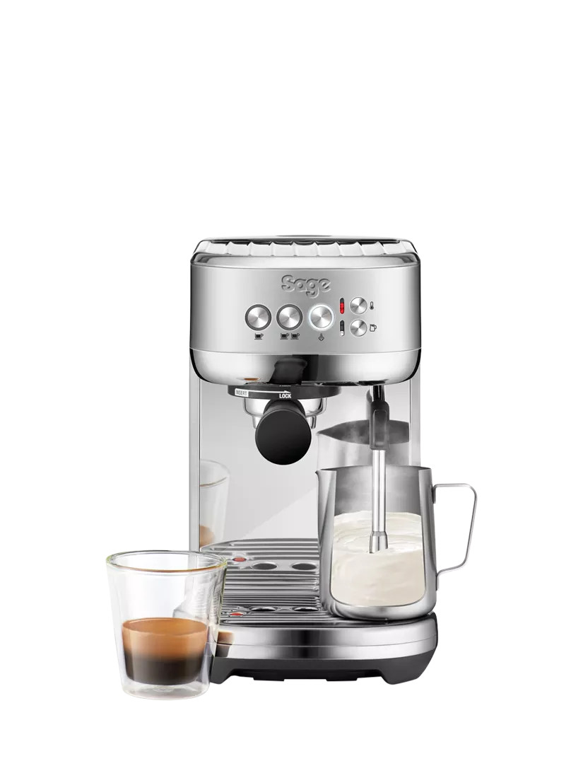 Sage SES500BSS Bambino Plus Coffee Machine, Silver | John Lewis (UK)