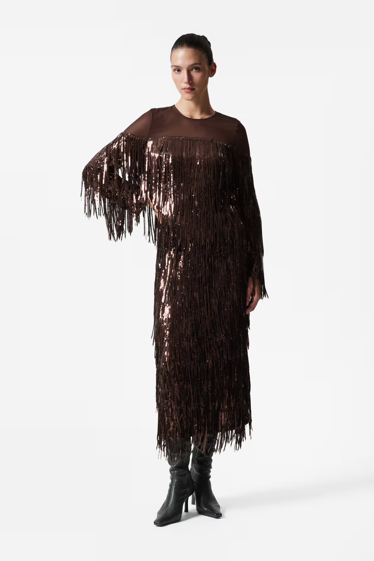 Fringed Sequin Midi Skirt | H&M (UK, MY, IN, SG, PH, TW, HK)