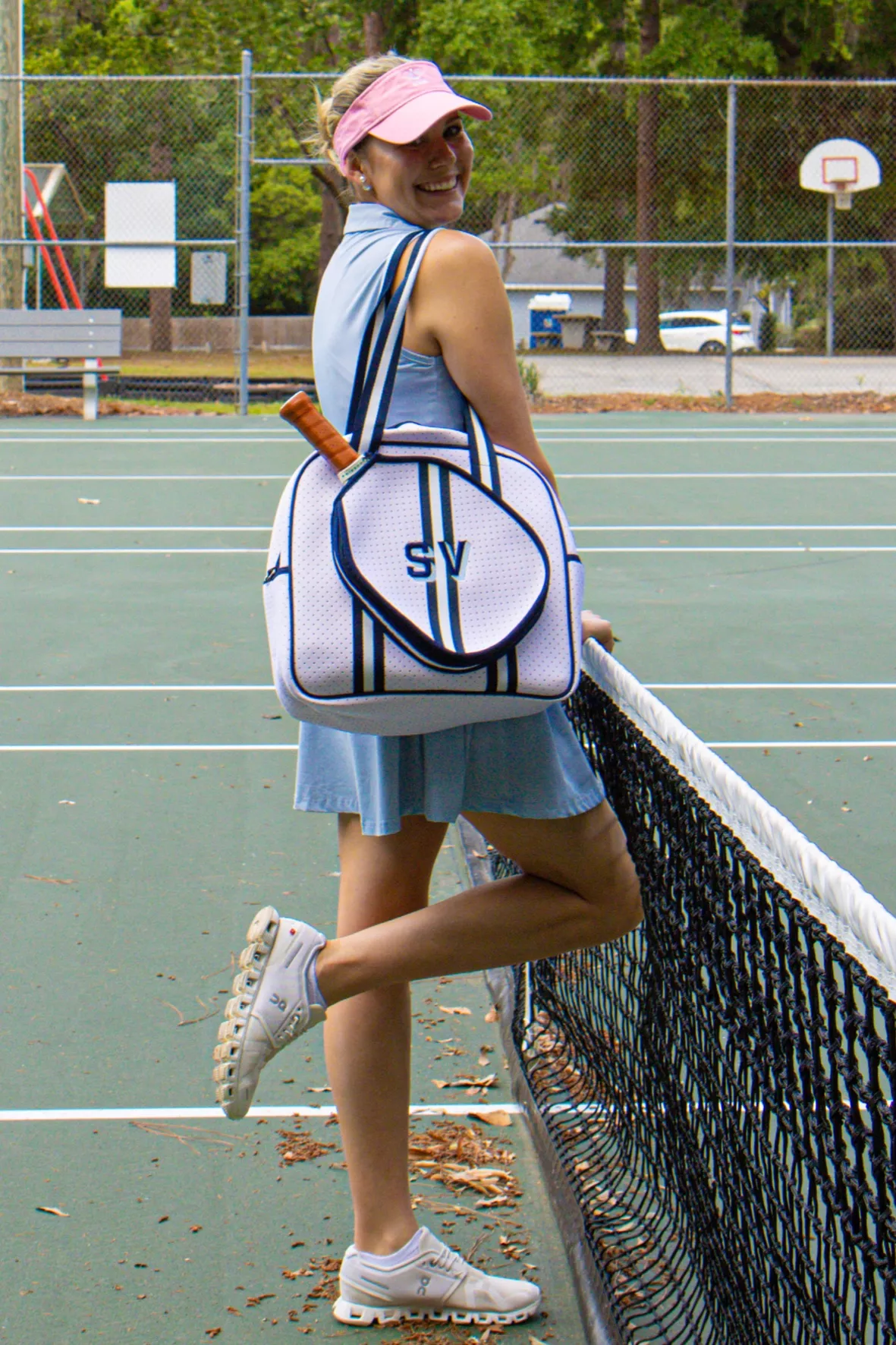 Monogrammed Pickleball / Tennis Bag - Sprinkled With Pink