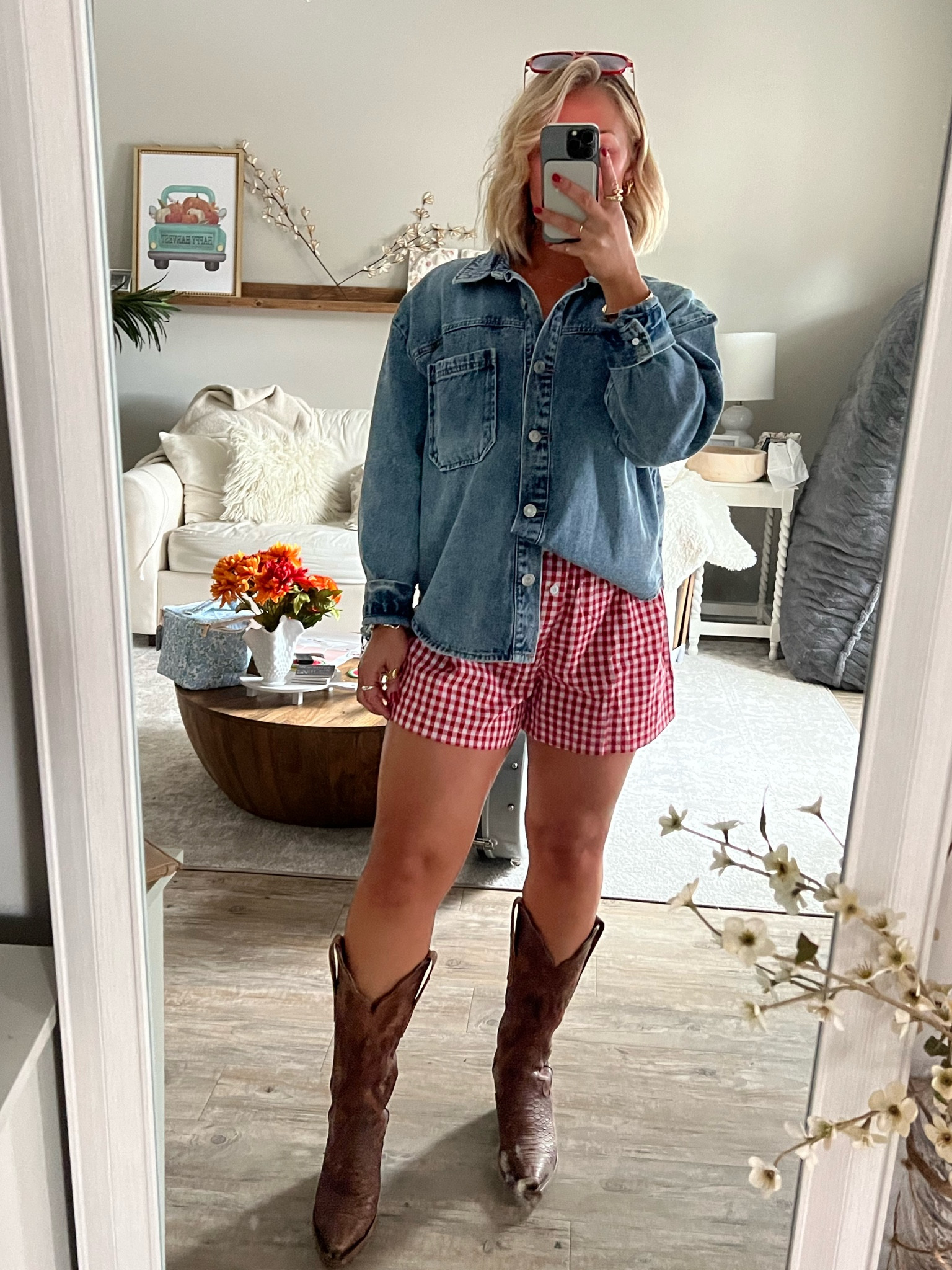 Boots are Dan Post pythons!

Denim button-down. Checkered boxer shorts 

#LTKStyleTip #LTKShoeCrush #LTKBeauty