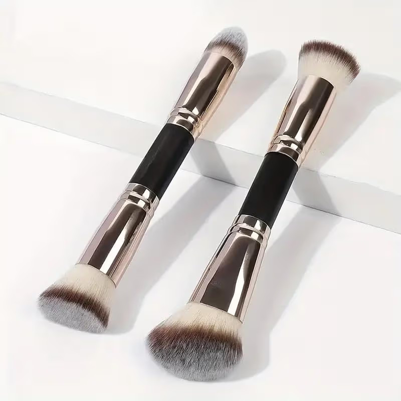 2pcs Double-Ended Foundation Brush SetRound, Flat & Beveled Ends, Soft Nylon Bristles, ABSHandle,... | Amazon (US)