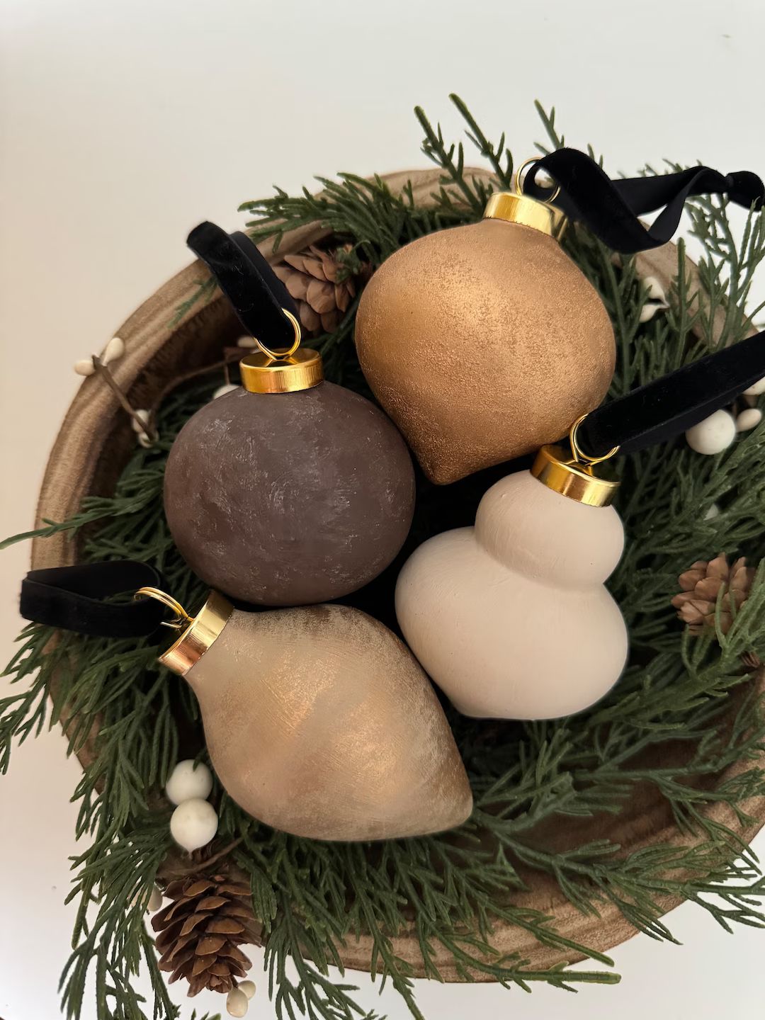 Earth-toned Matte Ceramic Christmas Ornaments Faux Concrete - Etsy | Etsy (US)
