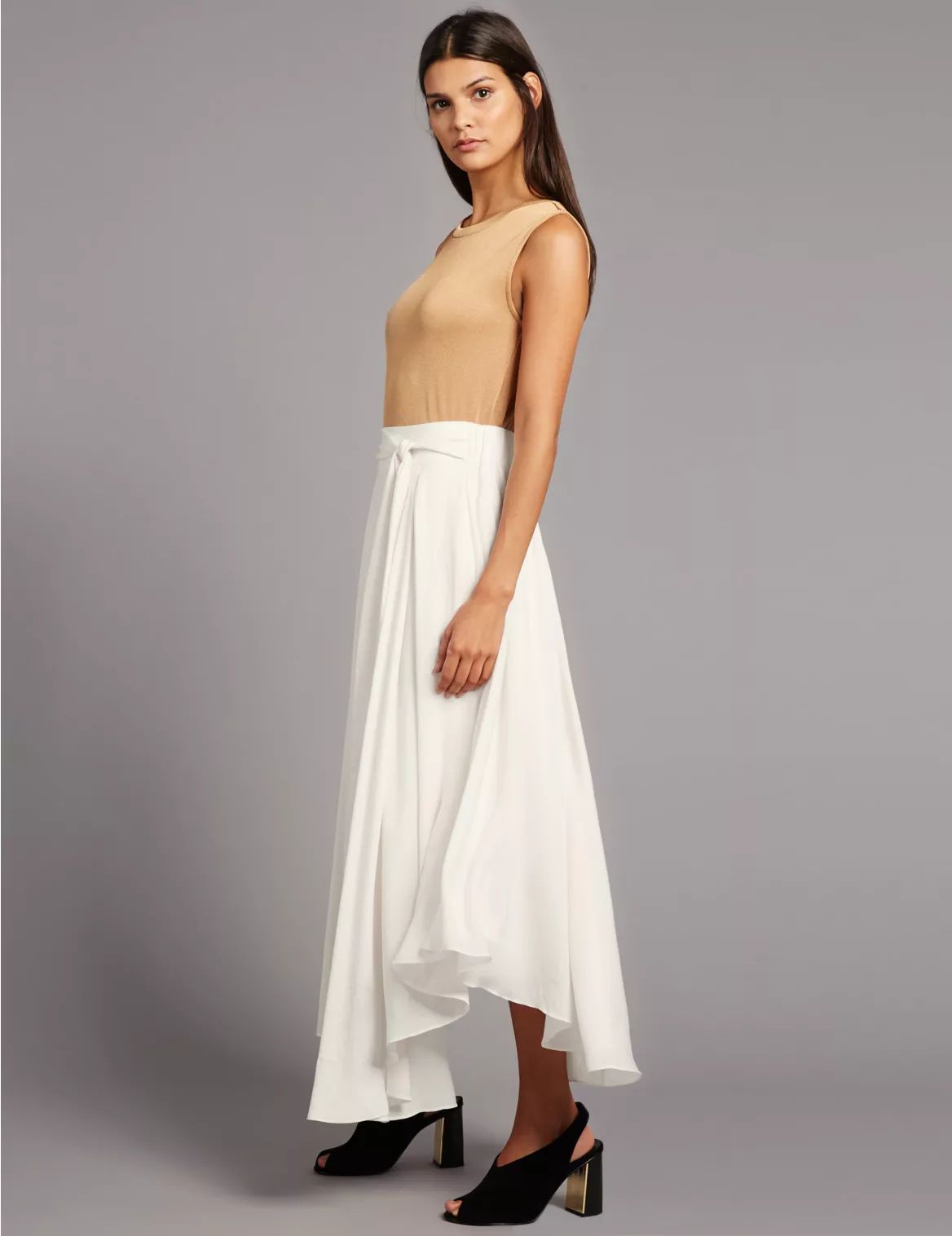 Tie Side A-Line Midi Skirt soft white | Marks & Spencer (US)