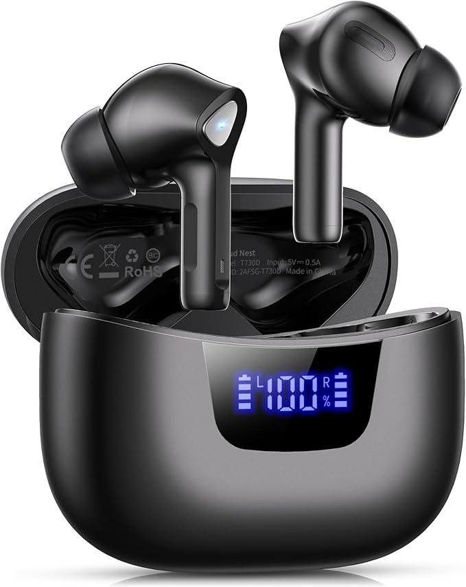 Wireless Earbuds Bluetooth V5.3 Headphones 50H Playback Deep Bass Stereo Ear Buds with LED Power ... | Amazon (US)