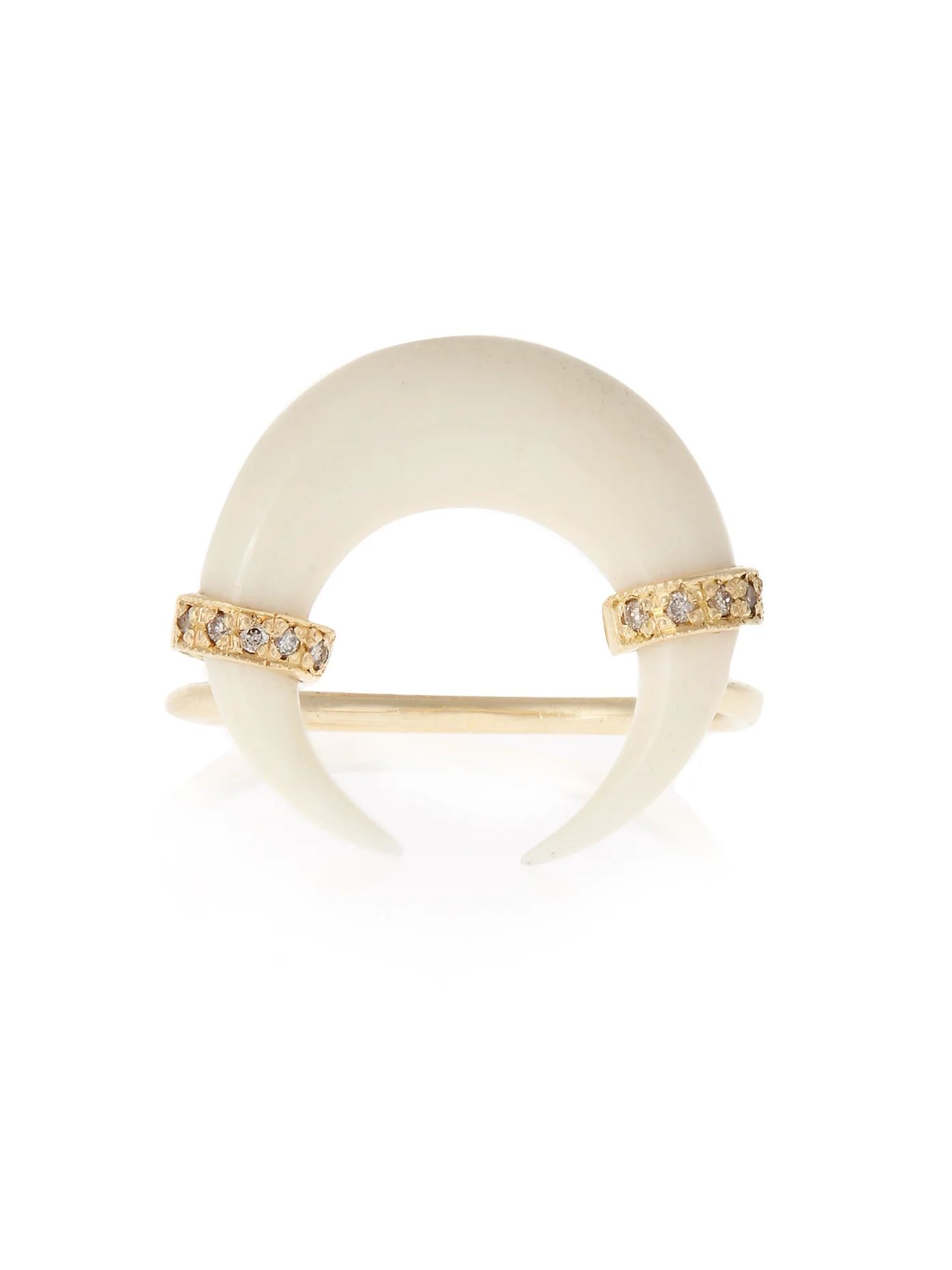 Diamond, bone horn & yellow-gold ring | Matches (US)