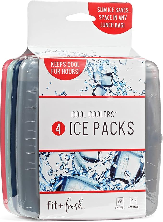 Fit + Fresh Cool Coolers Slim Ice Packs, Reusable Ice Packs for Lunch Bags, Beach Bags, Coolers, ... | Amazon (US)